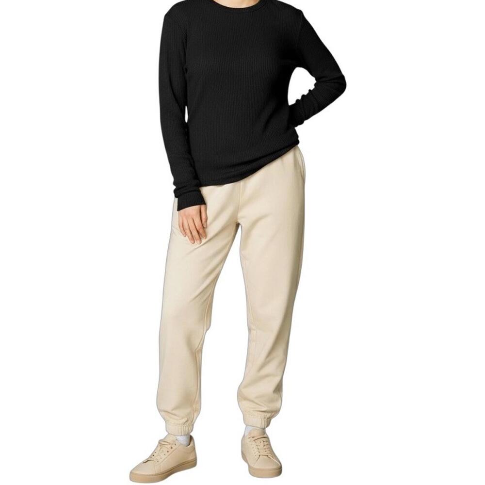 Velvet by Graham & Spencer Women’s Medium Black Ribbed Long Sleeve Crewneck Tee